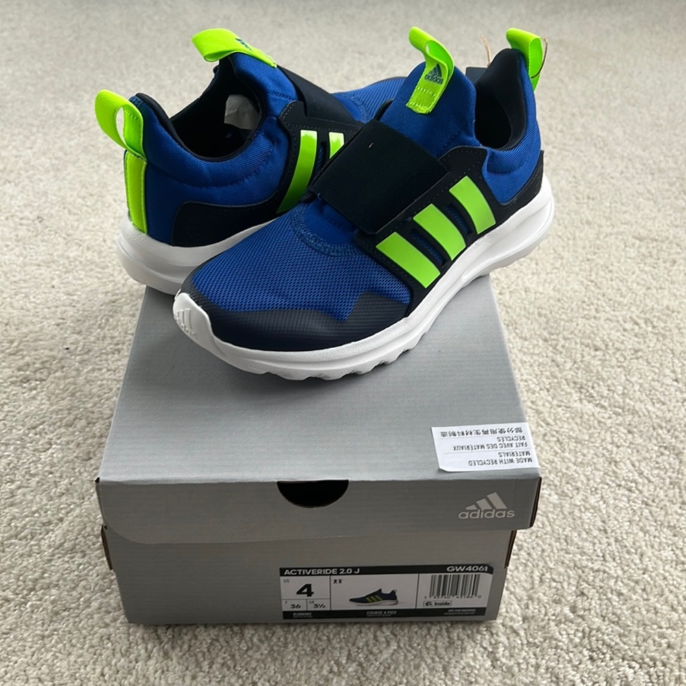 Adidas Activeride kids slip on athletic shoes. Size 4